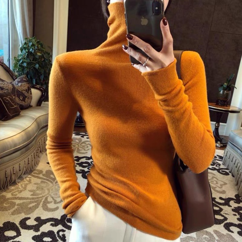 Taro Purple Turtleneck Slim Wool Knit Sweater Women Fall Winter Pullover - Image 2
