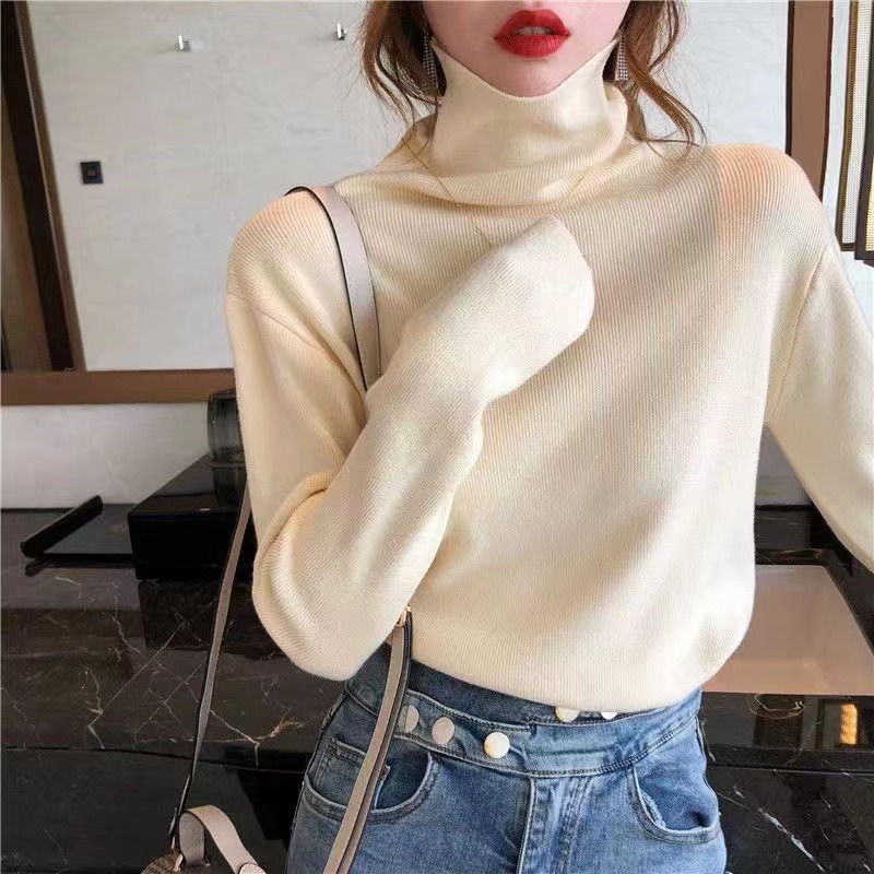 Taro Purple Turtleneck Slim Wool Knit Sweater Women Fall Winter Pullover - Image 3