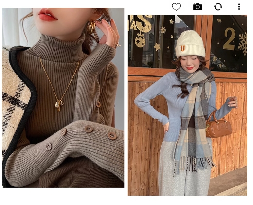 Women's Half Turtleneck Black Knit Base Layer Top Fall Winter Slimming Long Sleeve Pullover Sweater - Image 3
