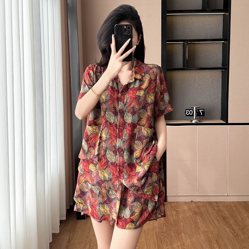 Casual Loose Fashion Two-Piece Set Top and Shorts Plus Size Women Summer New