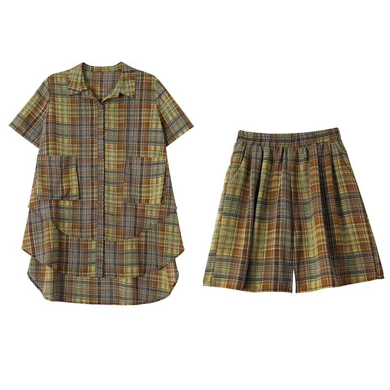 Women's Summer Two-Piece Short Sleeve Top and Shorts Set Plus Size - Image 5