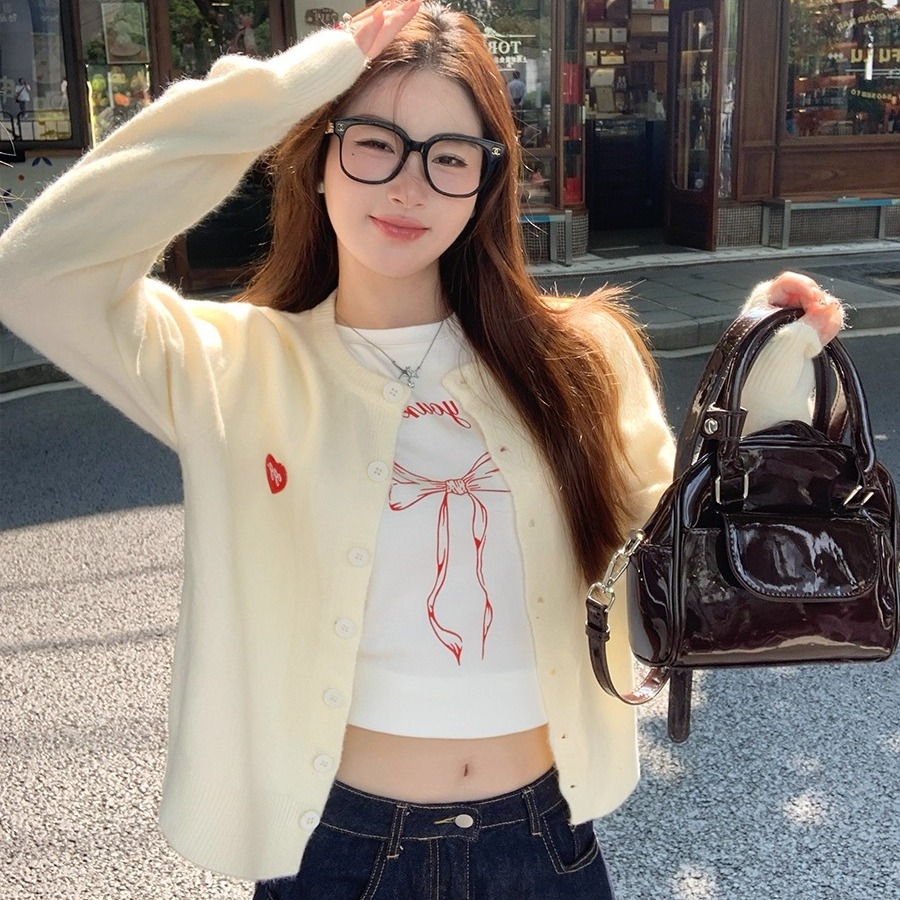 Women's Love Heart Knit Cardigan Sweater 2026 Loose Fit Long Sleeve - Image 5