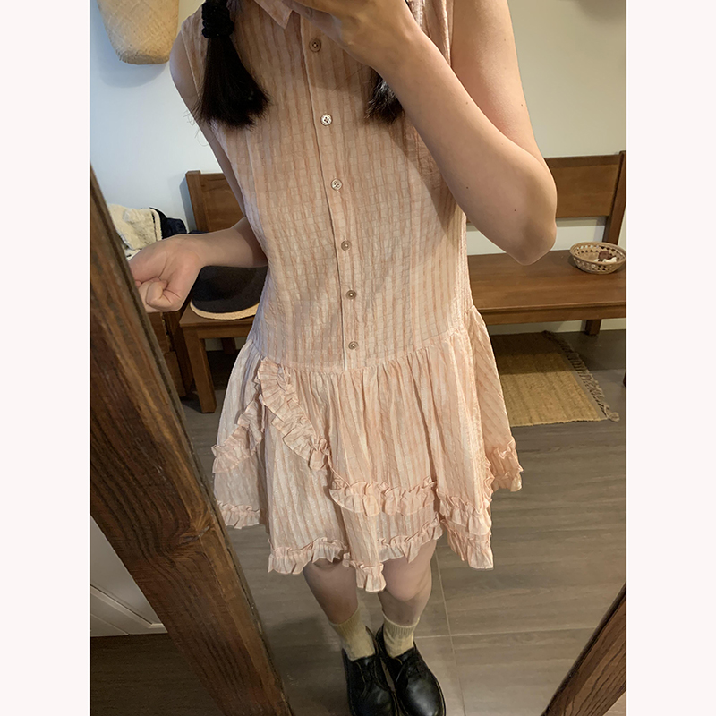Sweet Sleeveless A-Line Mini Dress with Ruffle Trim - Image 5