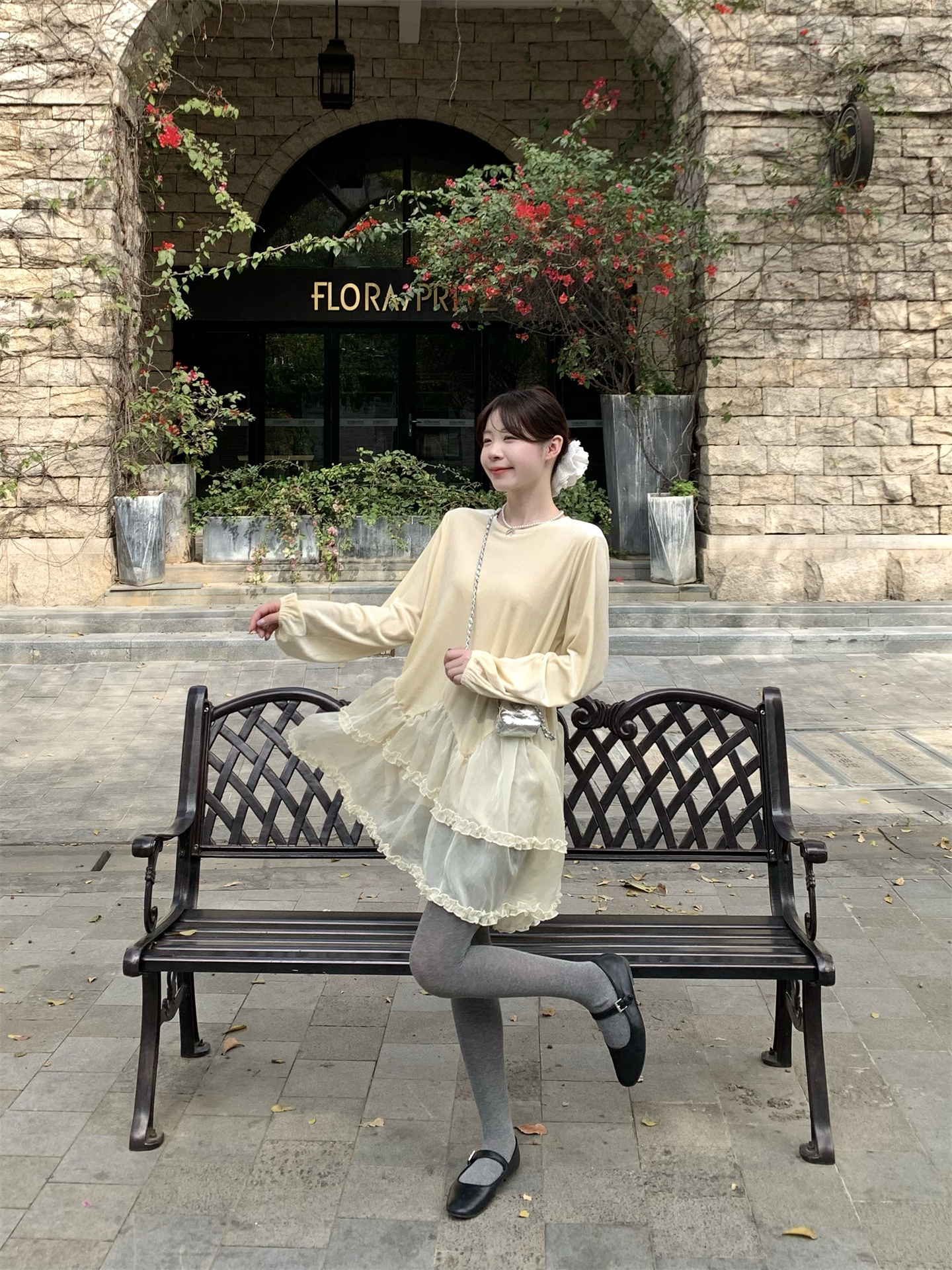 Sweet Puff Sleeve Two-Piece Look A-Line Short Dress - Image 3