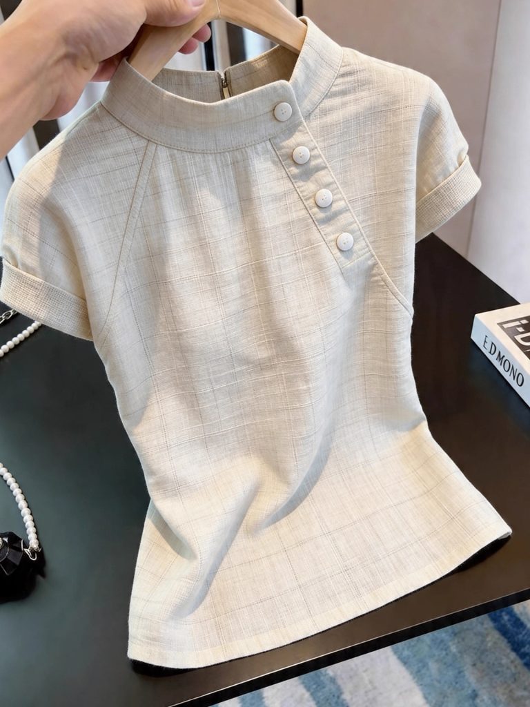 French Retro Irregular Short Sleeve T-Shirt for Women 2026 Summer New Niche Casual Versatile Top