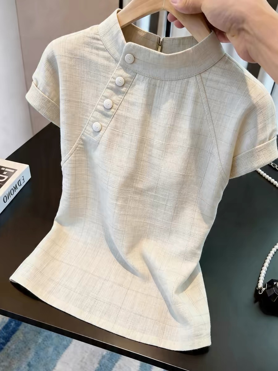French Retro Irregular Short Sleeve T-Shirt for Women 2026 Summer New Niche Casual Versatile Top - Image 2