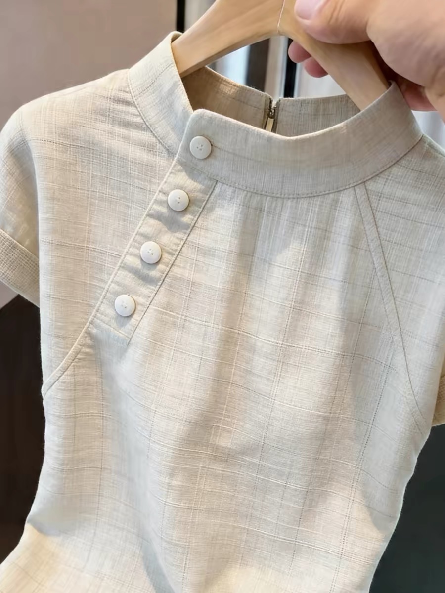French Retro Irregular Short Sleeve T-Shirt for Women 2026 Summer New Niche Casual Versatile Top - Image 3