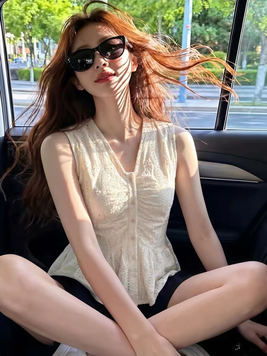 Light Blue Drawstring Long Sleeve Shirt for Women 2026 Summer New Style - Image 2