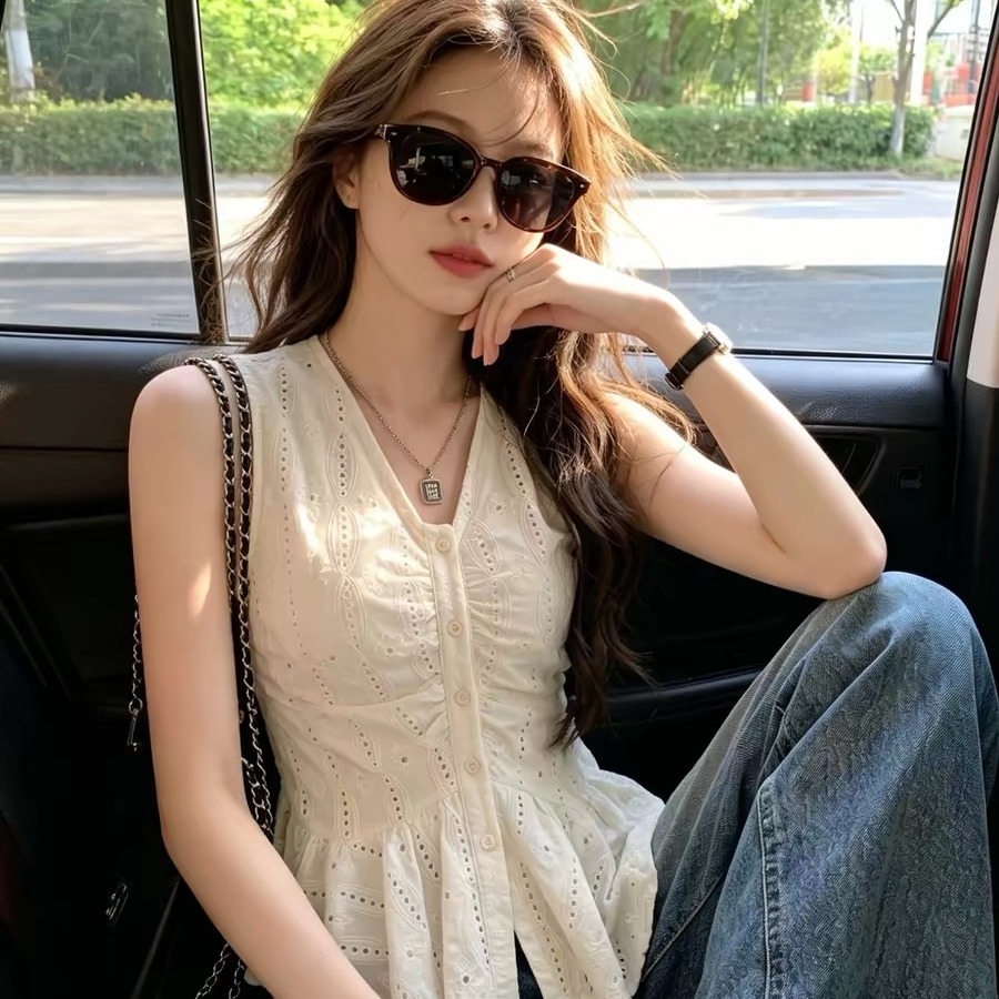 Light Blue Drawstring Long Sleeve Shirt for Women 2026 Summer New Style - Image 5