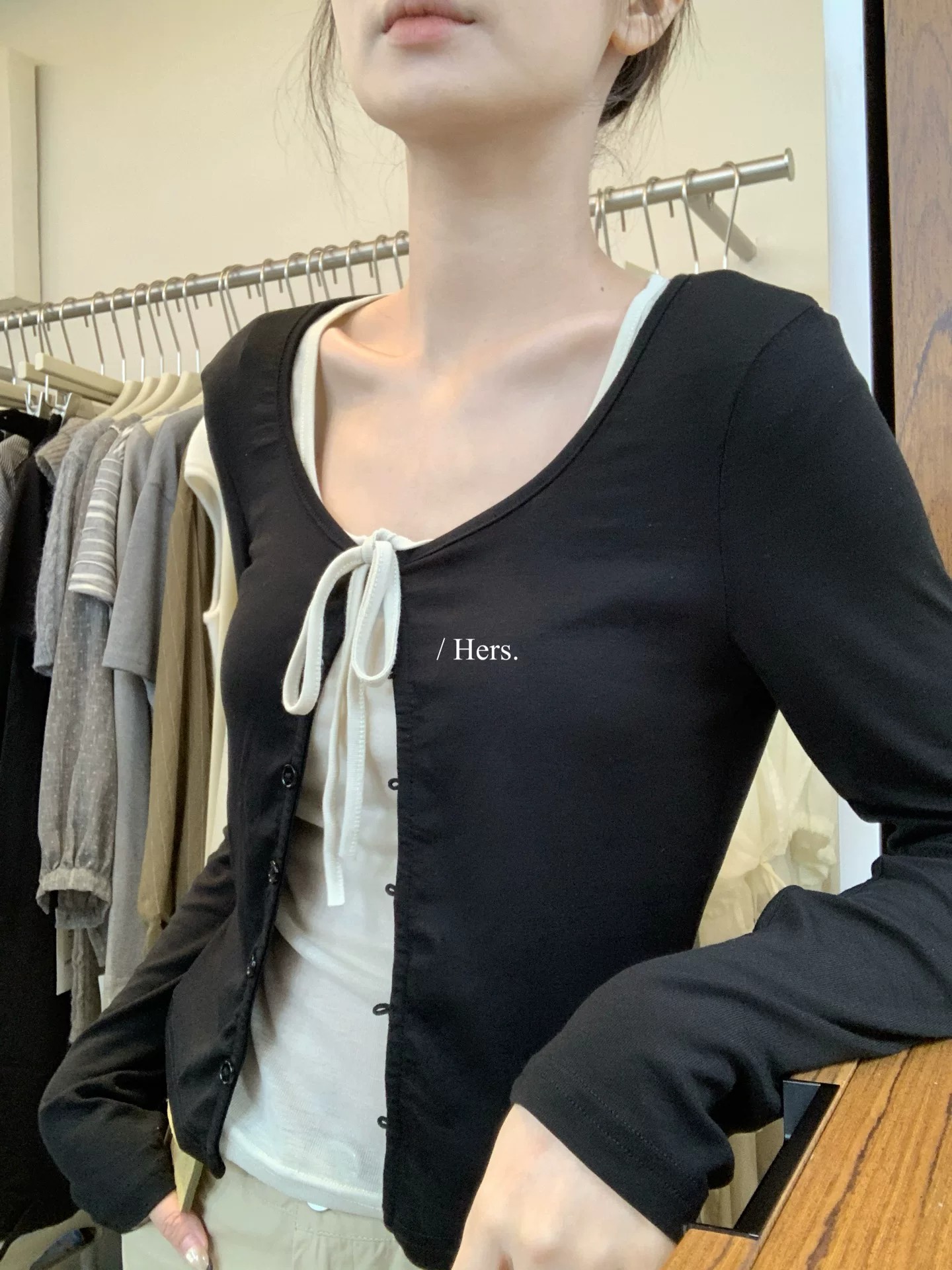Women's Casual Two-Piece Set with Tie Top and Long Sleeve Cardigan Fall 2026 - Image 3