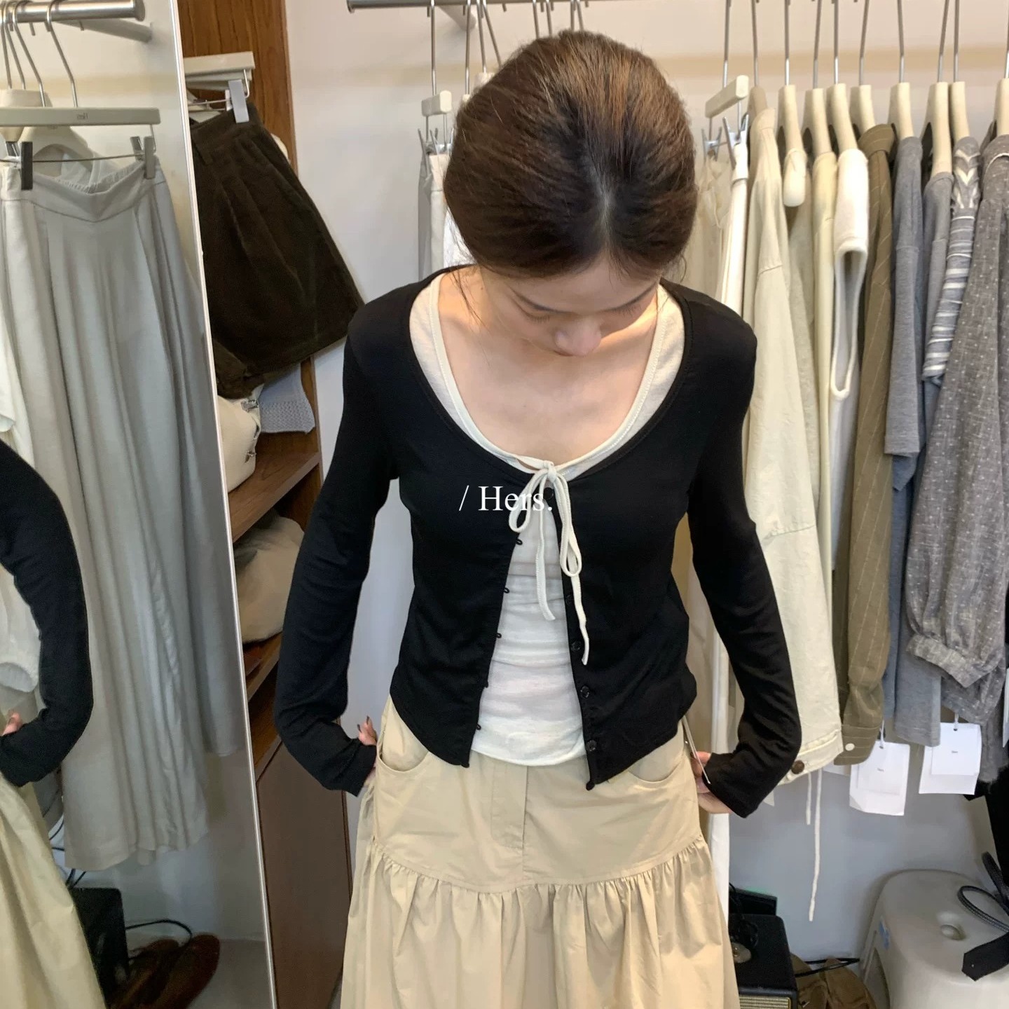 Women's Casual Two-Piece Set with Tie Top and Long Sleeve Cardigan Fall 2026 - Image 5