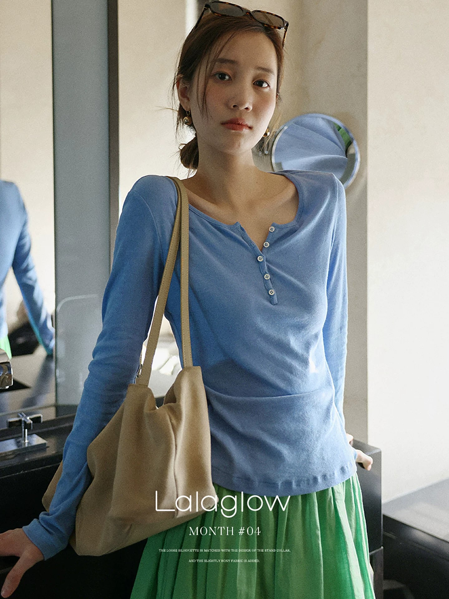 Lalaglow Women's Twisted Cotton Slimming Sun Protection Long Sleeve T-Shirt