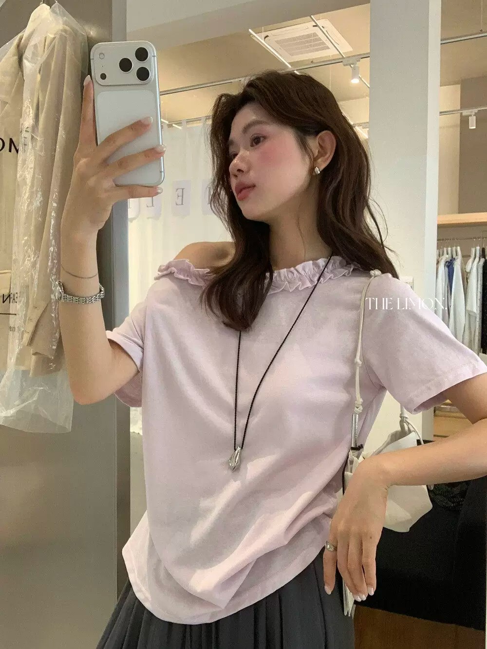 Women's Off-Shoulder One-Shoulder Ruffle Loose Short-Sleeve T-Shirt 2026 Summer Design Niche Tee Top - Image 2