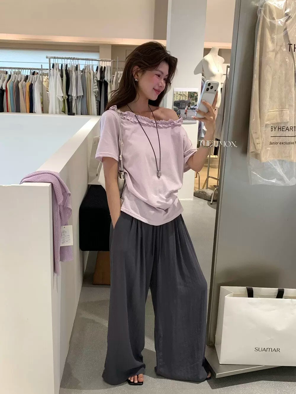 Women's Off-Shoulder One-Shoulder Ruffle Loose Short-Sleeve T-Shirt 2026 Summer Design Niche Tee Top - Image 4