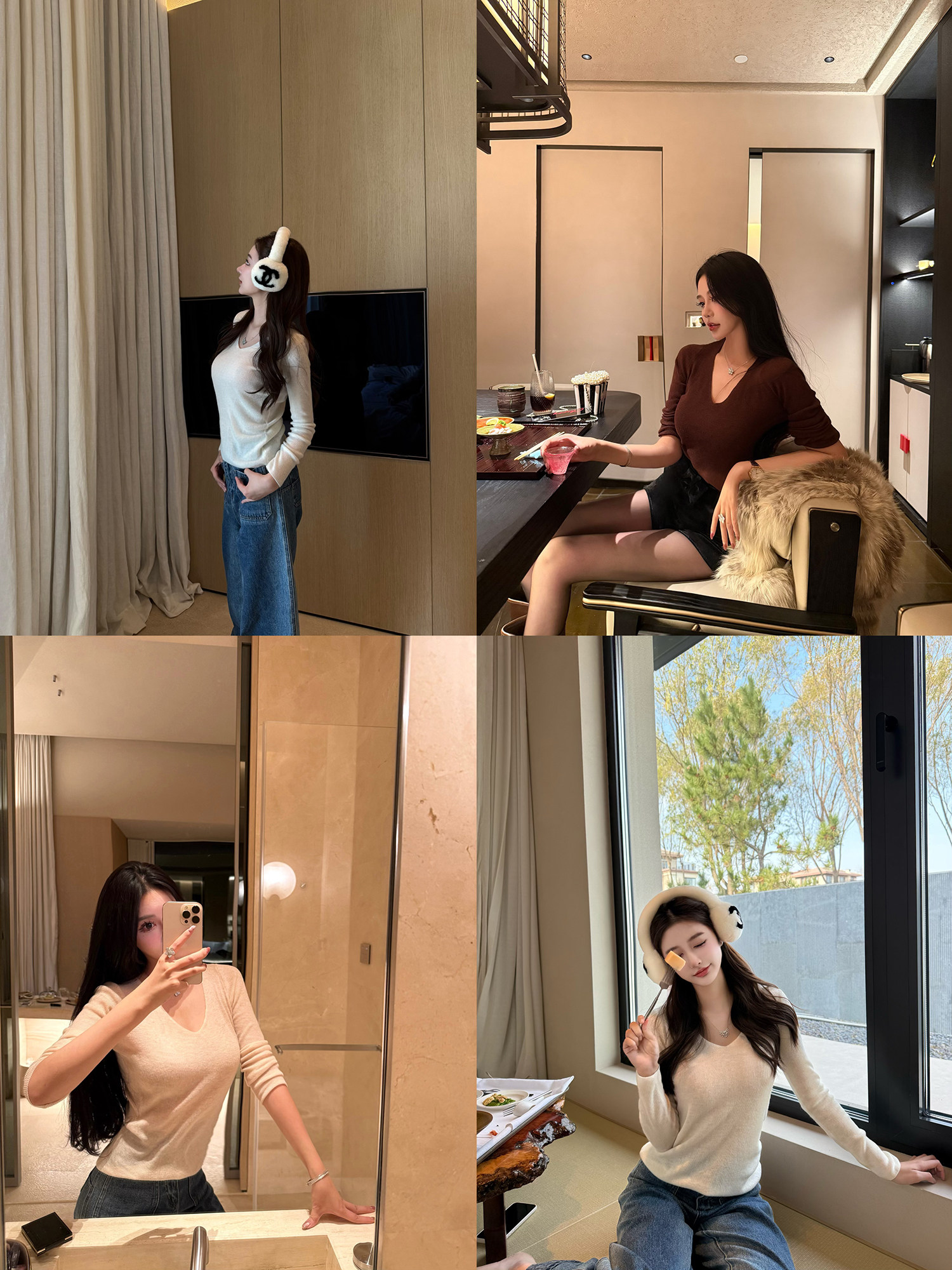V-Neck Knit Base Layer Top for Women Slimming Long Sleeve Fall Winter Tight Inner Sweater - Image 4