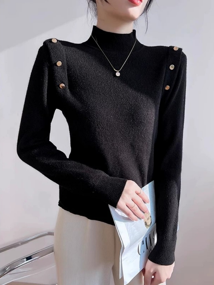 Women's Half Turtleneck Long Sleeve Knit Base Layer Sweater 2026 Winter Slim Fit - Image 4